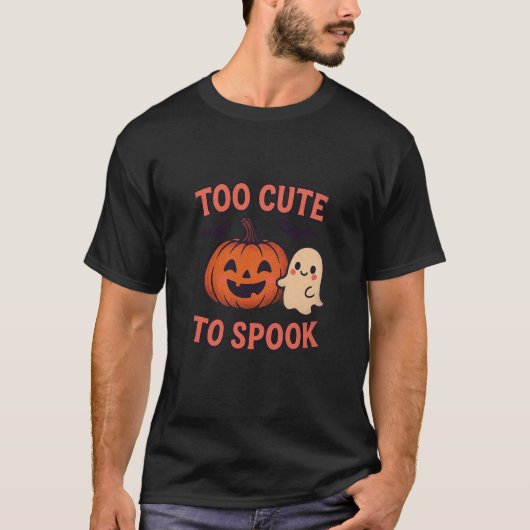 T-shirt Too Cute To Spook – Adorable Halloween Ghost & Pum (Devant)