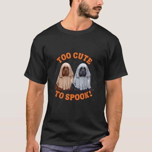 T-shirt Too Cute To Spook Newfoundland Dog Ghosts Hallowee (Devant)