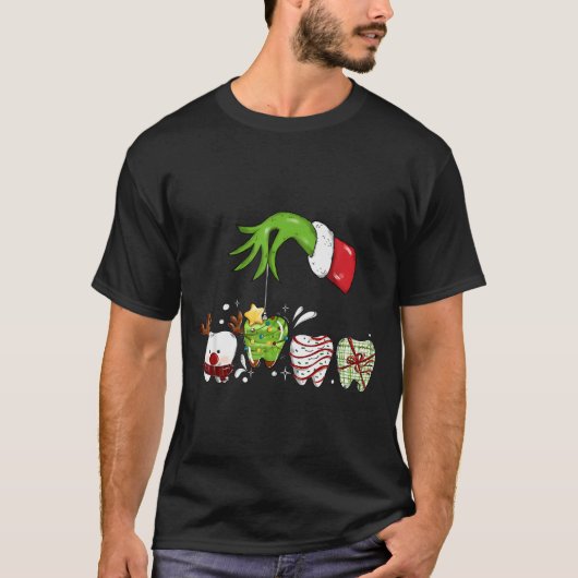 T-shirt Tooth Dentist Dental Istant Teeth Christmas Santa (Devant)