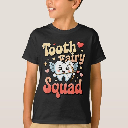 T-shirt Tooth Fairy Squad Cute Cud Tooth Retro Dental Humo (Devant)