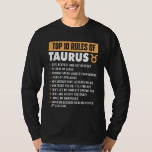 T-shirt Top 10 Règles De Taurus Zodiac Signal Astrologie A