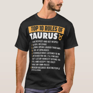 T-shirt Top 10 Règles De Taurus Zodiac Signal Astrologie A