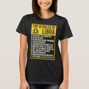 T-shirt Top 10 Règles Libra Horoscope Anniversaire 2