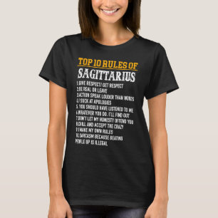 T-shirt Top 10 Règles Sagittarius Novembre 22 Décembre 21