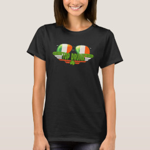 T-shirt Top Drunk Irlandais Drapeaux Lunettes de soleil Dr