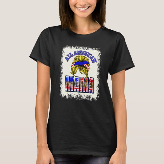 T-shirt Top Femmes Bleues Toutes American Mama 4 juillet M (Devant)