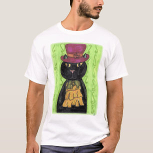 T-shirt Top Hat Vintage Chat Cute Cartoon Art