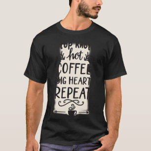 T-shirt Top Knot Café Chaud Grand Cœur Répéter