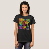 T-shirt Top multicolore floral (noir) (Devant entier)