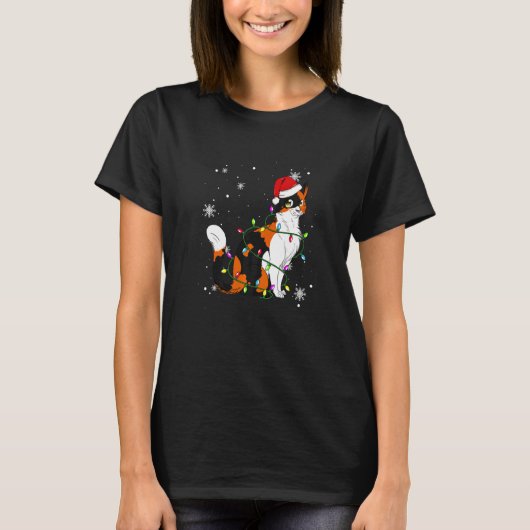 T-shirt Toristeshell Chat Feux de Noël Noël Chat S (Devant)