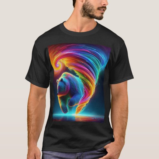 T-shirt Tornade d'ours aux couleurs néons. (Devant)
