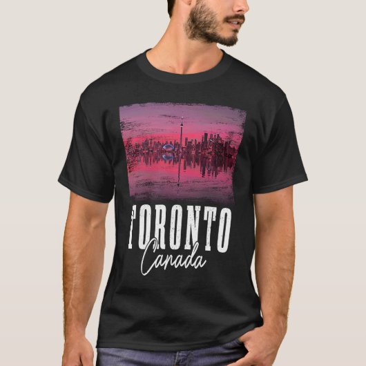 T-shirt Toronto Skyline Ontario Canada Maple Leaf Canadian (Devant)