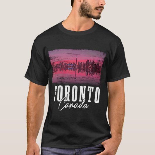T-shirt Toronto Skyline Ontario Canada Maple Leaf Canadien (Devant)