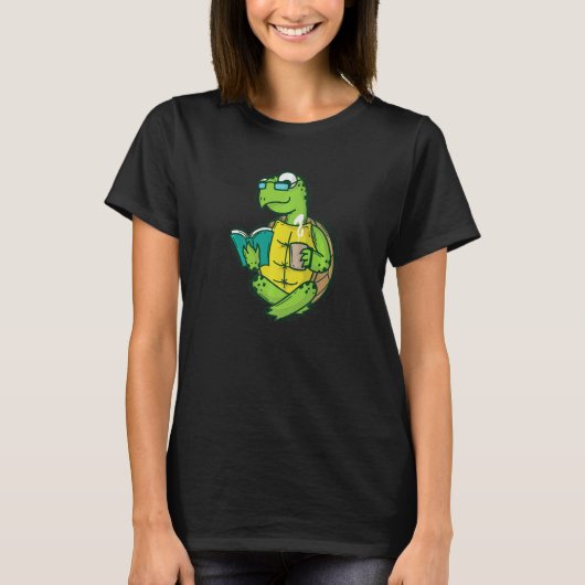 T-shirt Tortoise loves reading and Coffee or Tea (Devant)