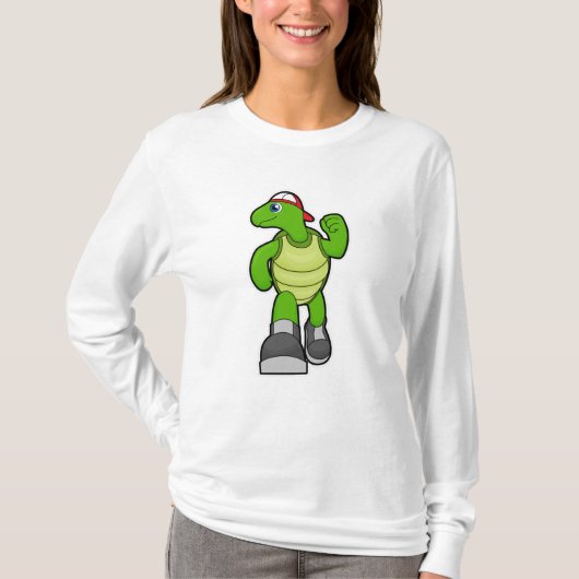 T-shirt Tortue à courir avec Casquette (Devant)