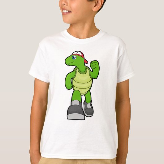 T-shirt Tortue à courir avec Casquette (Devant)