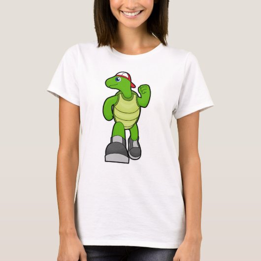 T-shirt Tortue à courir avec Casquette (Devant)