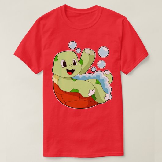 T-shirt Tortue à la baignade avec mousse (Design devant)