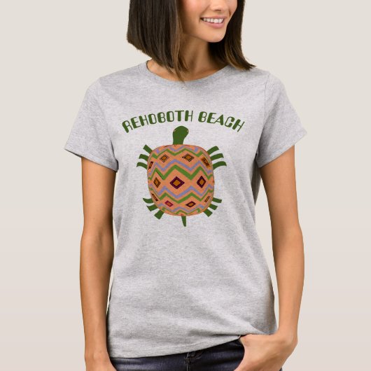 T-shirt Tortue Abstraite, modifier le nom de la plage, (Devant)