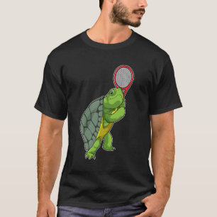 T-shirt Tortue au Tennis avec raquette de tennis