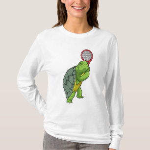 T-shirt Tortue au Tennis avec raquette de tennis
