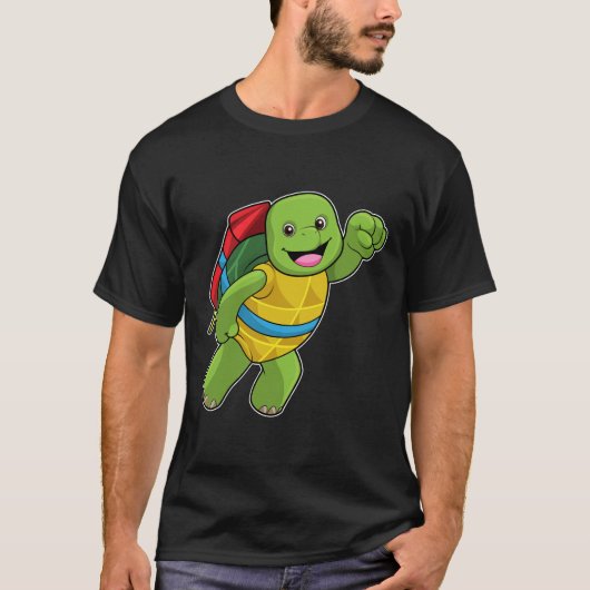 T-shirt Tortue au volant avec fusée (Devant)