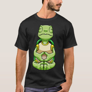 T-shirt Tortue au yoga en jambe croisée