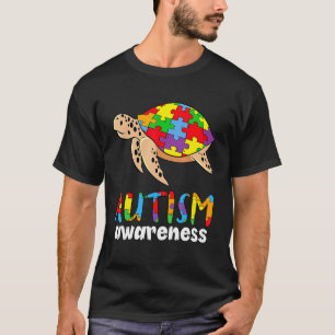 T-shirt Tortue Autiste Pièce de Puzzle de la Mer Sensibili