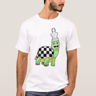 T-shirt Tortue aux échecs avec jeu d'échecs & King