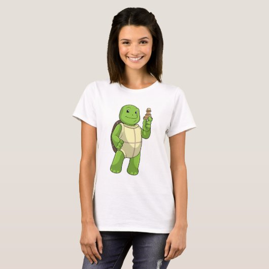 T-shirt Tortue aux échecs avec pièce d'échecs Pion (Devant entier)