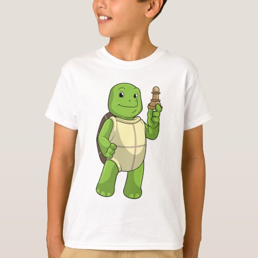 T-shirt Tortue aux échecs avec pièce d'échecs Pion (Devant)
