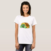 T-shirt Tortue avec coquille comme couverture (Devant entier)