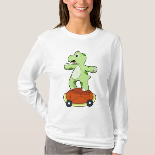 T-shirt Tortue avec coquille en tant que skateboard