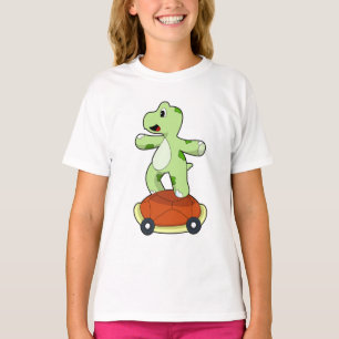 T-shirt Tortue avec coquille en tant que skateboard