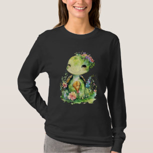 T-shirt tortue avec des fleurs mignonnes tortues bouclées