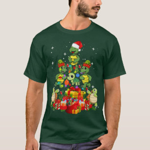 T-shirt Tortue avec Santa Hat Tree Lumières Noël Lumière C