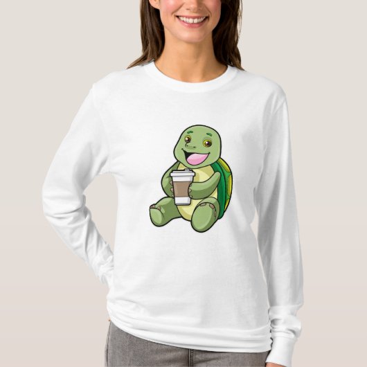T-shirt Tortue avec Shell & Café à aller (Devant)