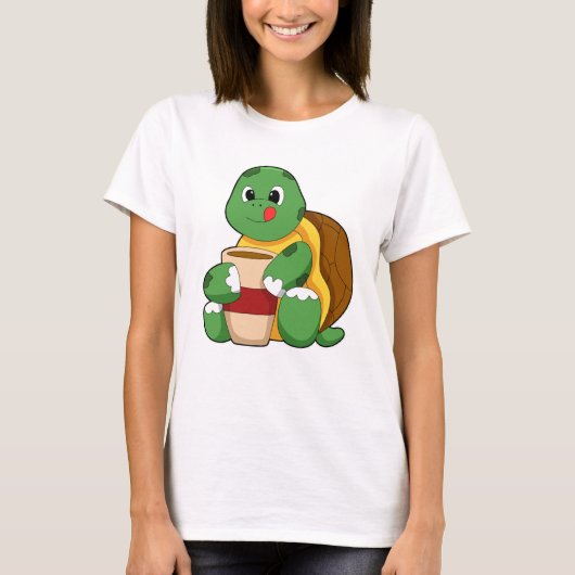 T-shirt Tortue avec tasse de café (Devant)