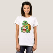 T-shirt Tortue avec tasse de café (Devant entier)