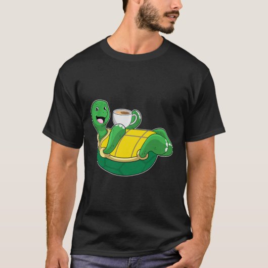 T-shirt Tortue avec tasse de café (Devant)