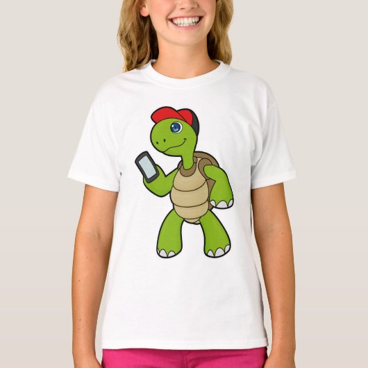 T-shirt Tortue avec téléphone et Casquette (Devant)