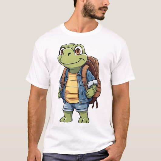 T-shirt Tortue avec un sac à dos (Devant)