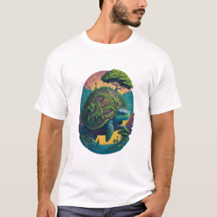 T-shirt Tortue colorée abstraite avec la planète Terre