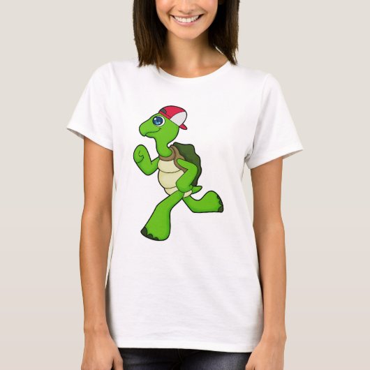 T-shirt Tortue comme coureur avec Casquette (Devant)