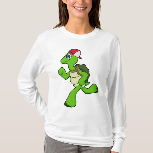 T-shirt Tortue comme coureur avec Casquette (Devant)
