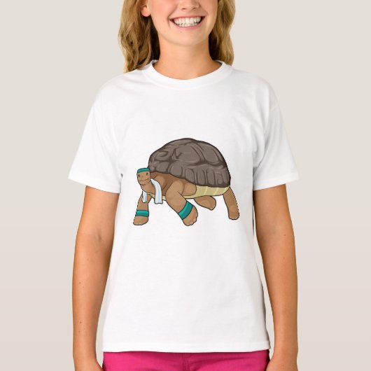 T-shirt Tortue comme coureur avec serviette (Devant)
