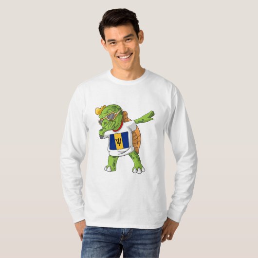 T-shirt Tortue Dabbing de la Barbade (Devant entier)