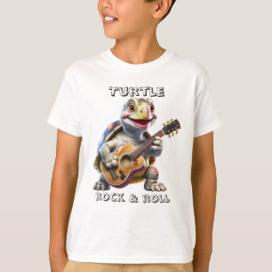 T-shirt Tortue d'Animal Dessin Animé Rock and Roll