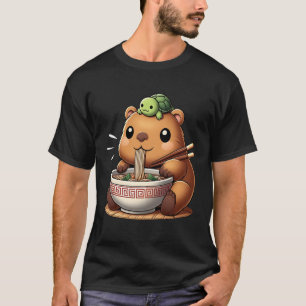 T-shirt Tortue Dans La Tête Mignon Capybara Ramen Kawaii C