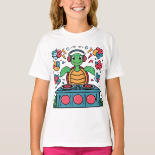 T-shirt Tortue de fête : DJ sur la plage